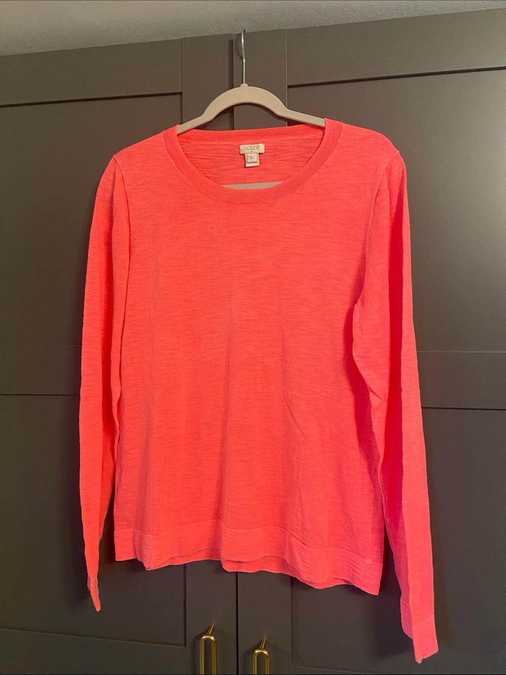 J. Crew Coral Crew Neck Long Sleeve Sweater